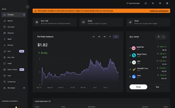 Ledger Live installation interface